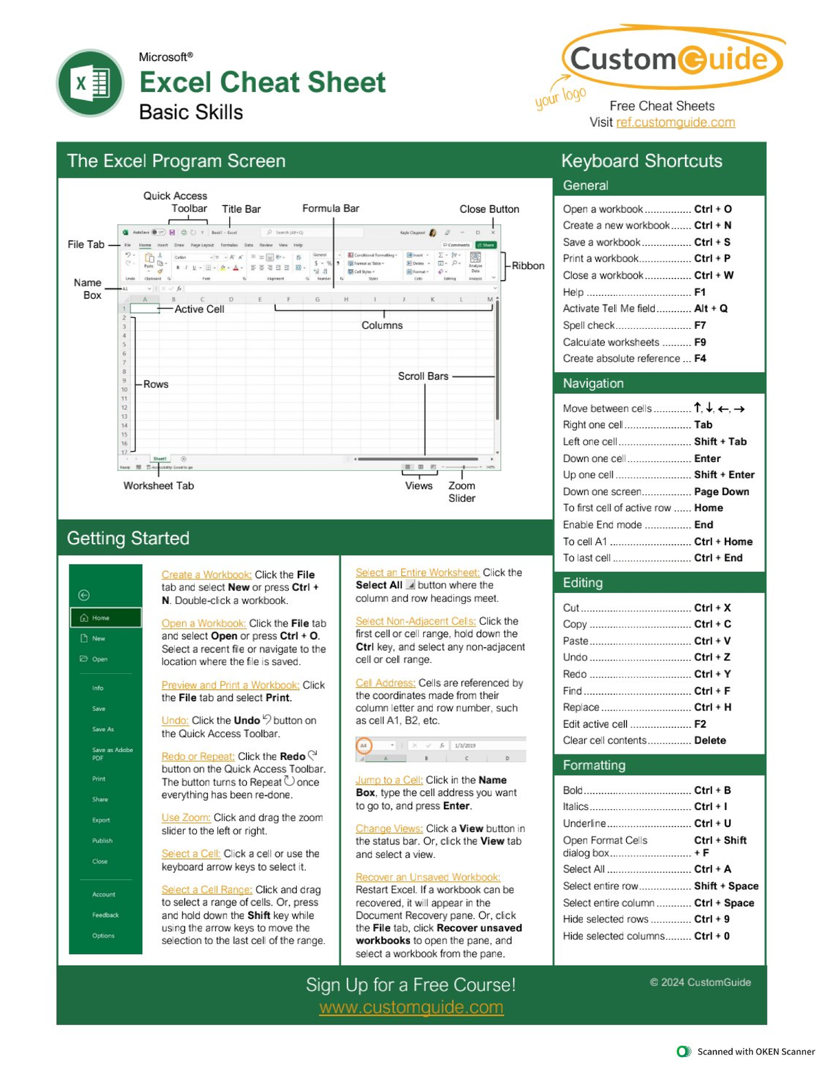 Microsoft X Excel Cheat Sheet: Essential Skills & Shortcuts Guide - Studocu