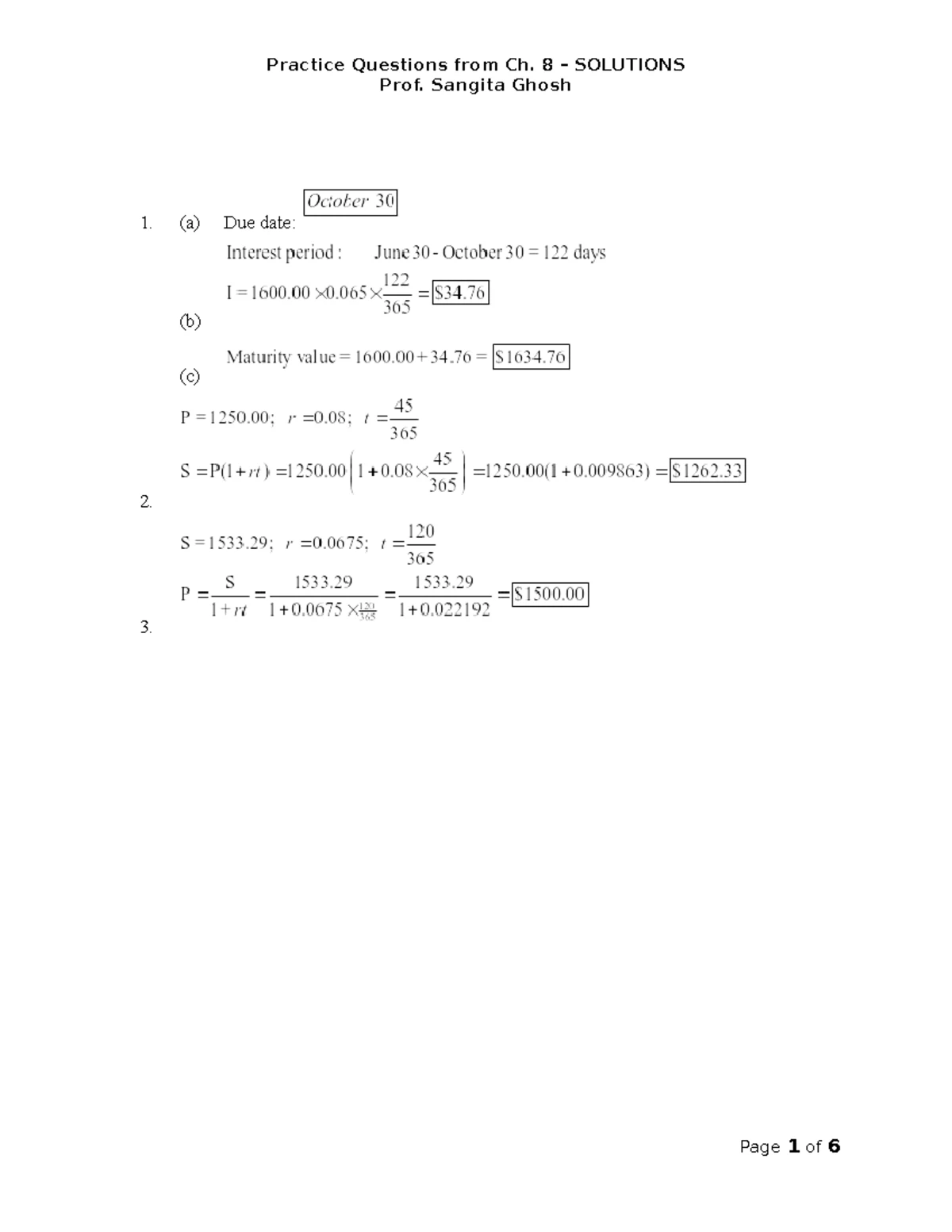 MATH 1008 Chapter 8 Practice Questions with Solutions - Studocu