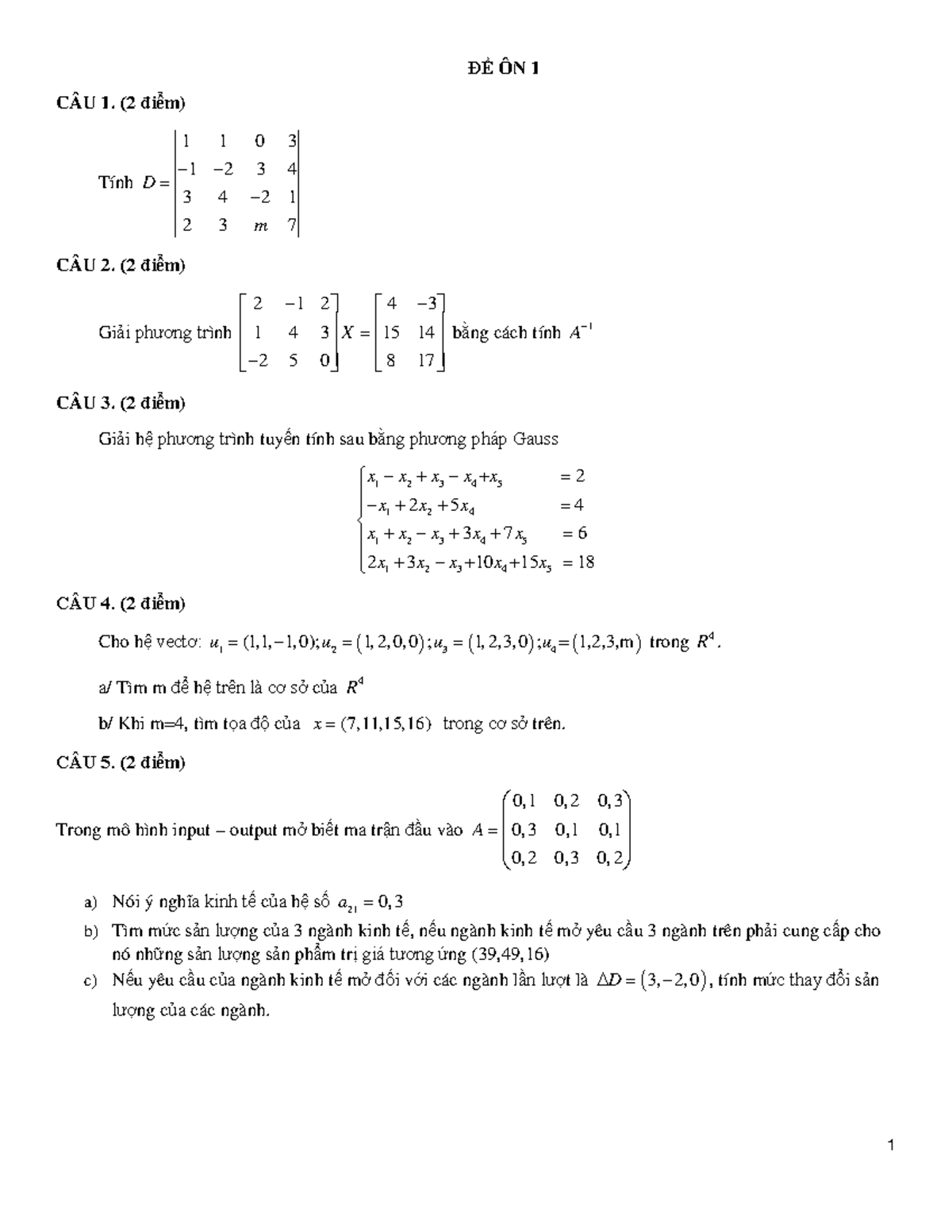 ĐỀ ÔN TẬP THI KẾT THÚC HỌC PHẦN 2024 - MÔ HÌNH INPUT - OUTPUT - Studocu