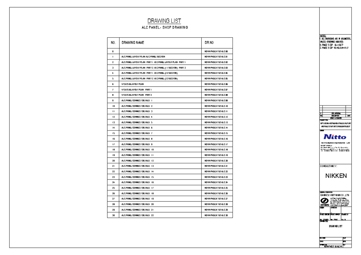 BPTC ALC Panel Shop Drawing List for Phase 5 & 6 Expansion - Studocu