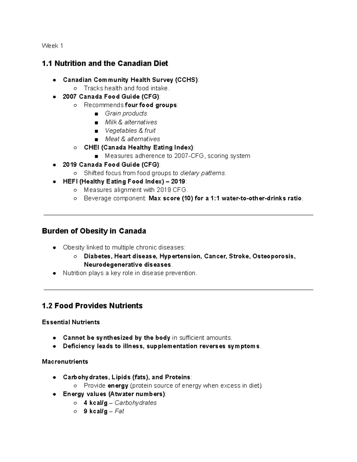 NFS284 Midterm 1 Study Notes: Weeks 1-4 Concepts in Nutrition - Studocu