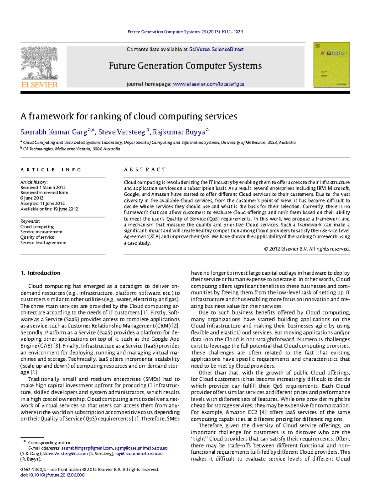 P40 - A Framework for Ranking Cloud Computing Services Based on QoS ...
