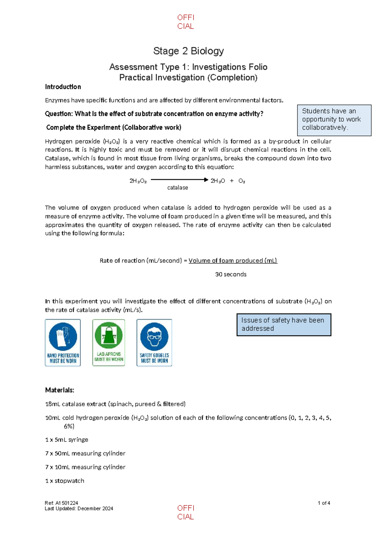 Stage 2 Biology Practical Investigation: Effect of Substrate ...