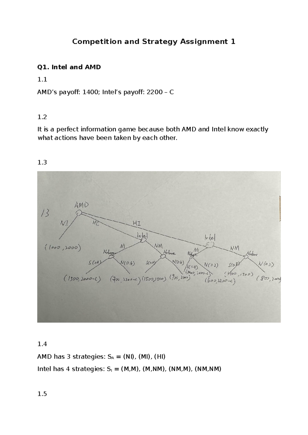 Competition and Strategy Assignment 1: Game Theory Analysis - Studocu