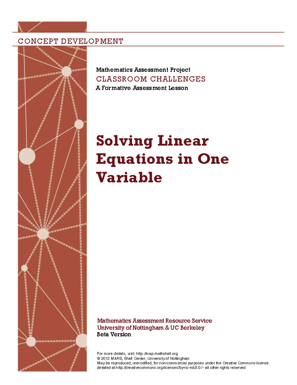 solving linear equations in one variable - CONCEPT DEVELOPMENT ...