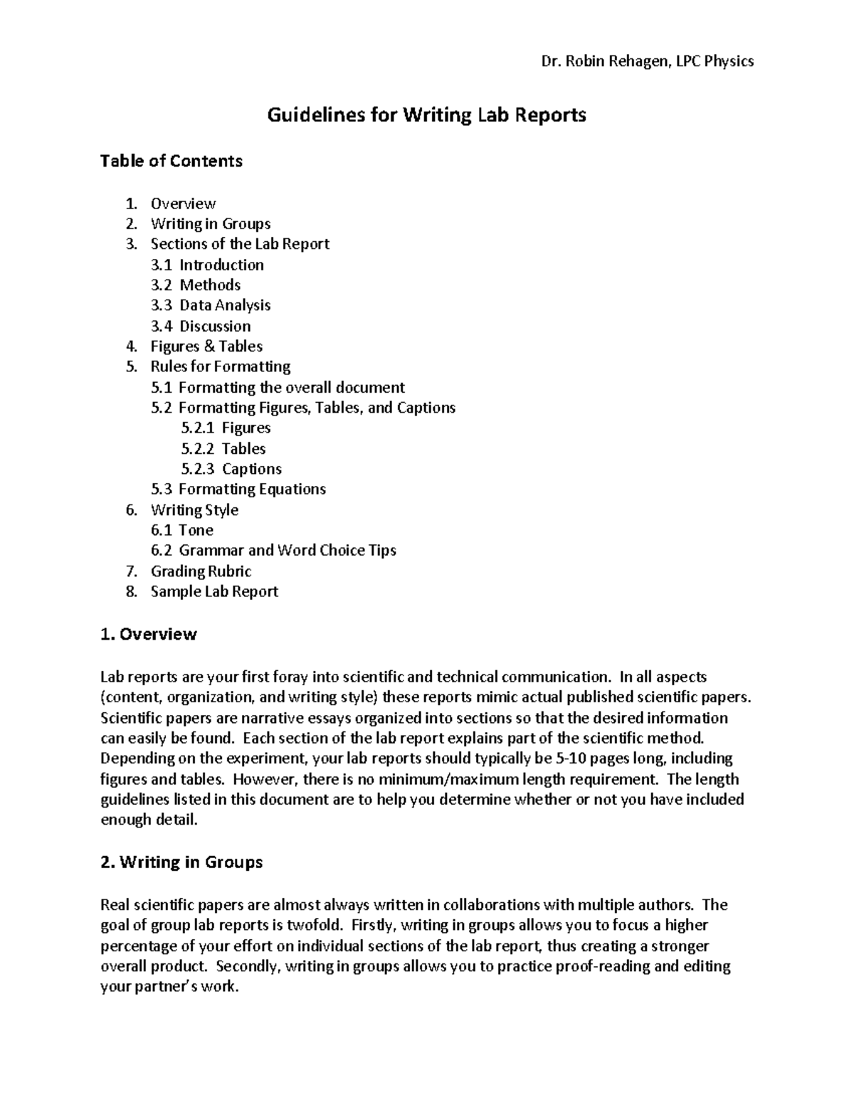 LPC Physics Lab Report Writing Guidelines and Best Practices - Studocu