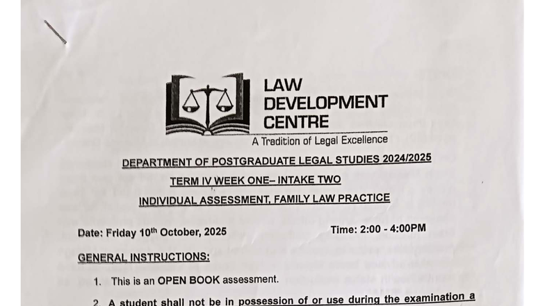 LAW DEVELOPMENT CENTRE LAW 501 FAMILY LAW PRACTICE INDIVIDUAL ...