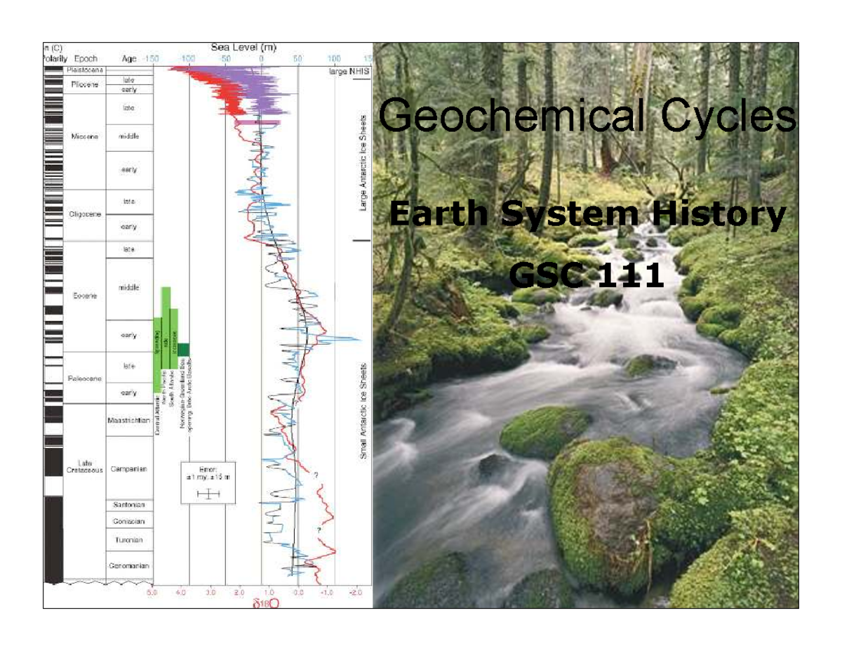 Geochemical Cycles in Earth System History - GSC 111 Lecture Notes ...
