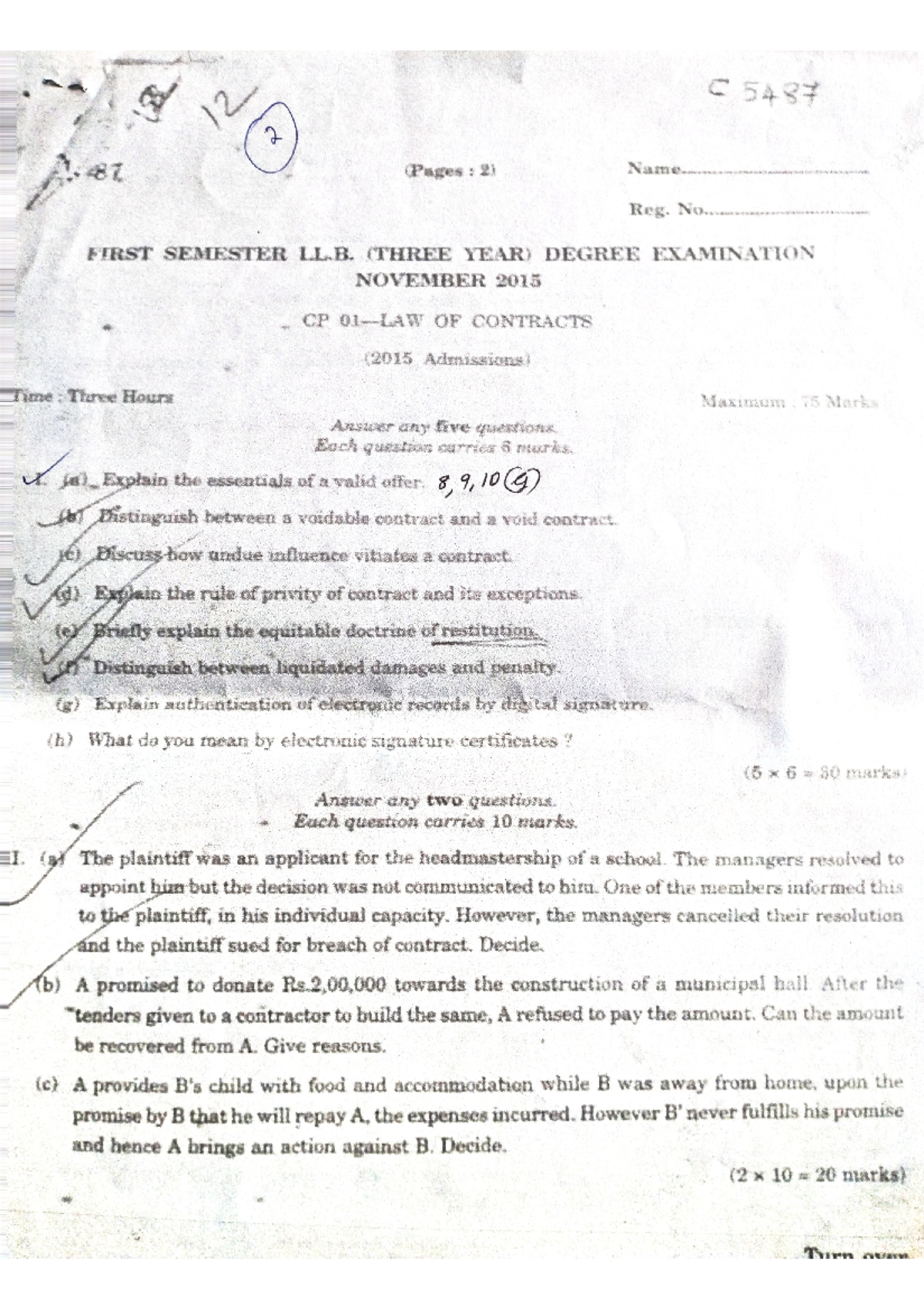 LLB 1st Sem Question Papers: Legal Language & Writing - Studocu