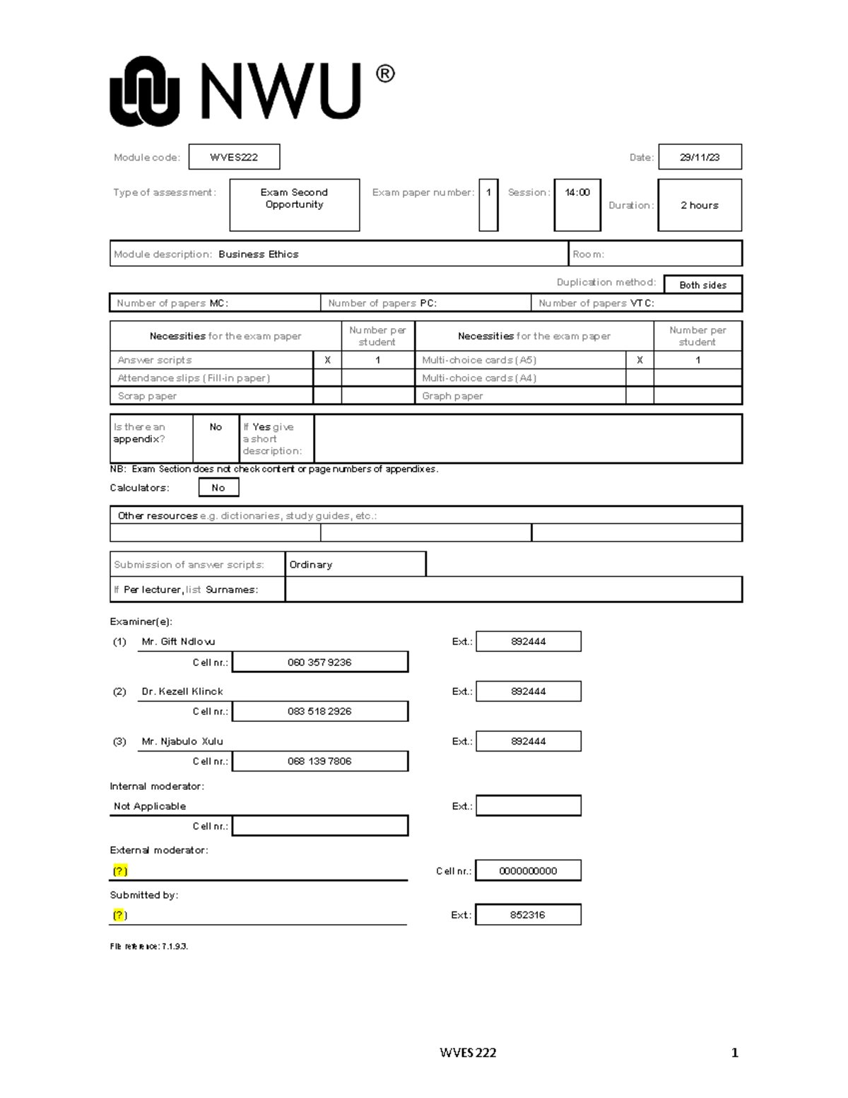 Final WVES222 Exam 2nd Opportunity - Business Ethics Paper 1 - Studocu
