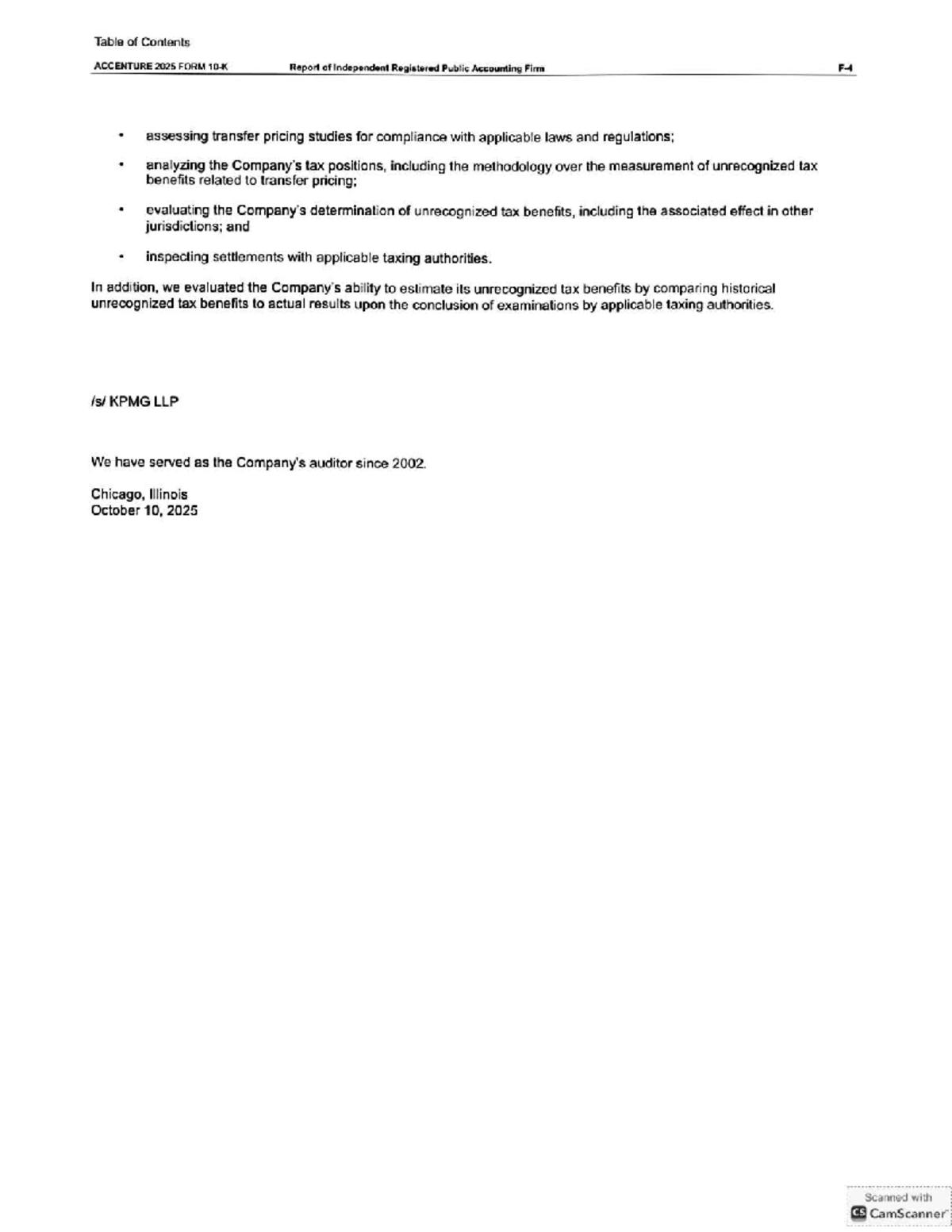 Accenture 2025 Form: Independent Audit Report & Financial Analysis ...