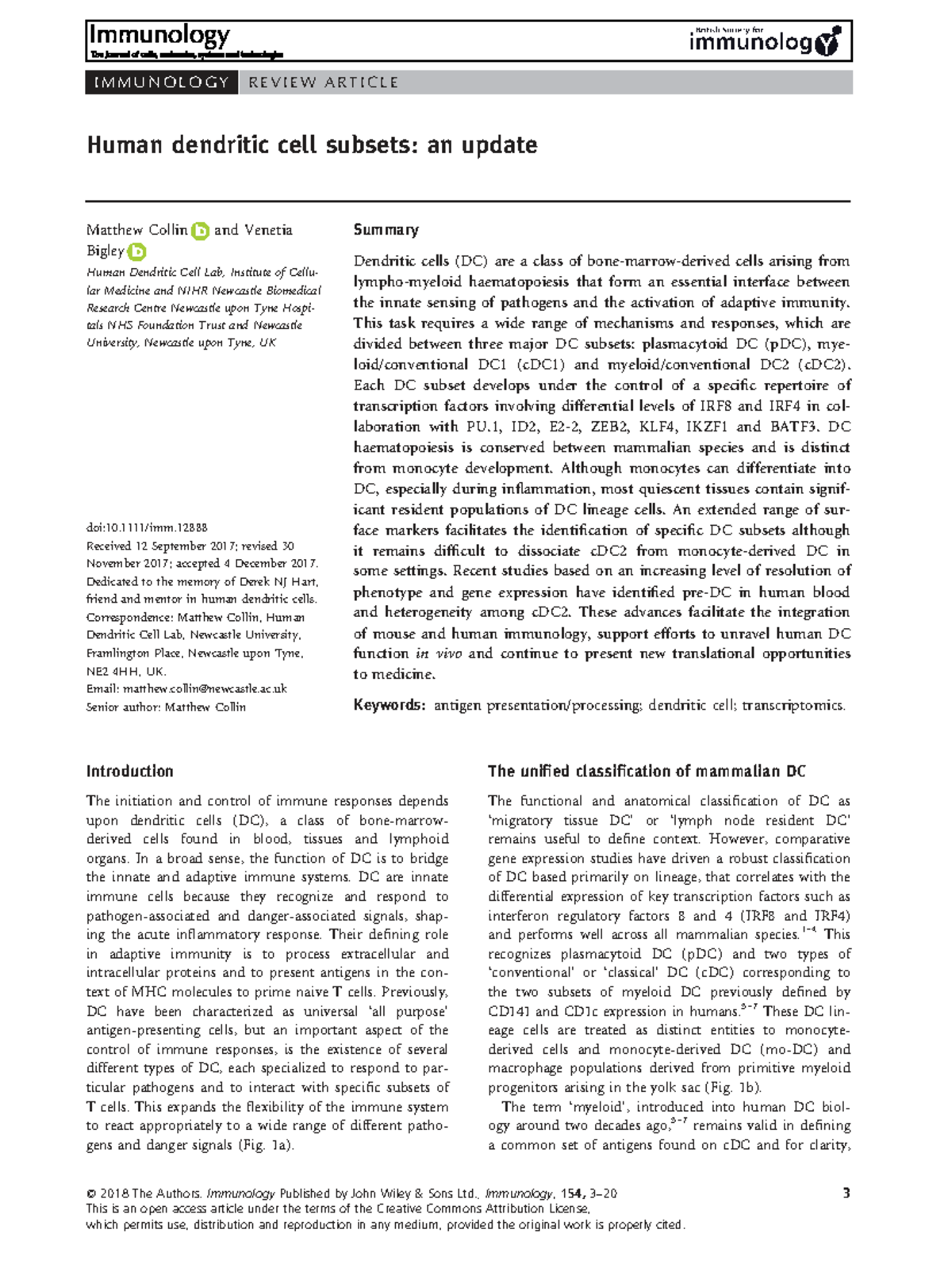 Dendritic Cells in Immunology: An Update on Human Subsets (260203 ...