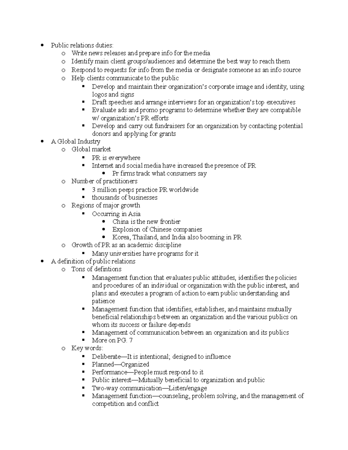 Chapter 1- What is public relations - Public relations duties: o Write ...
