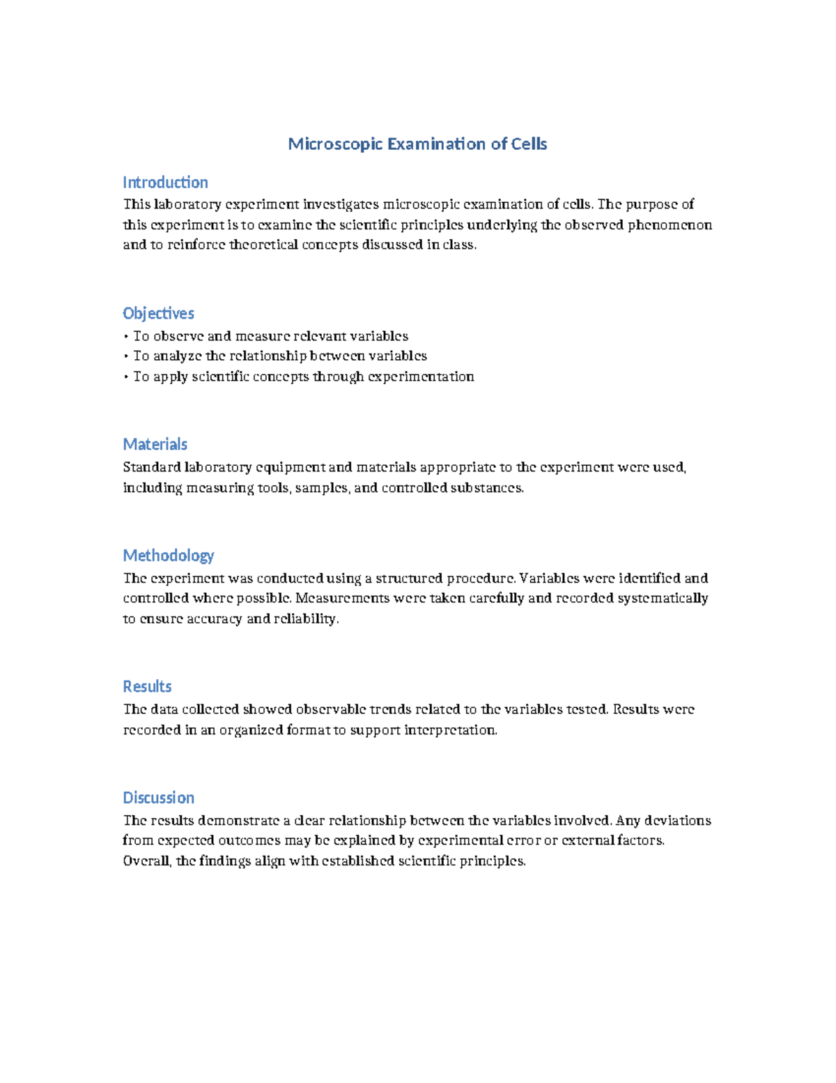 09 Lab Report: Microscopic Examination of Cells and Variables Analysis ...