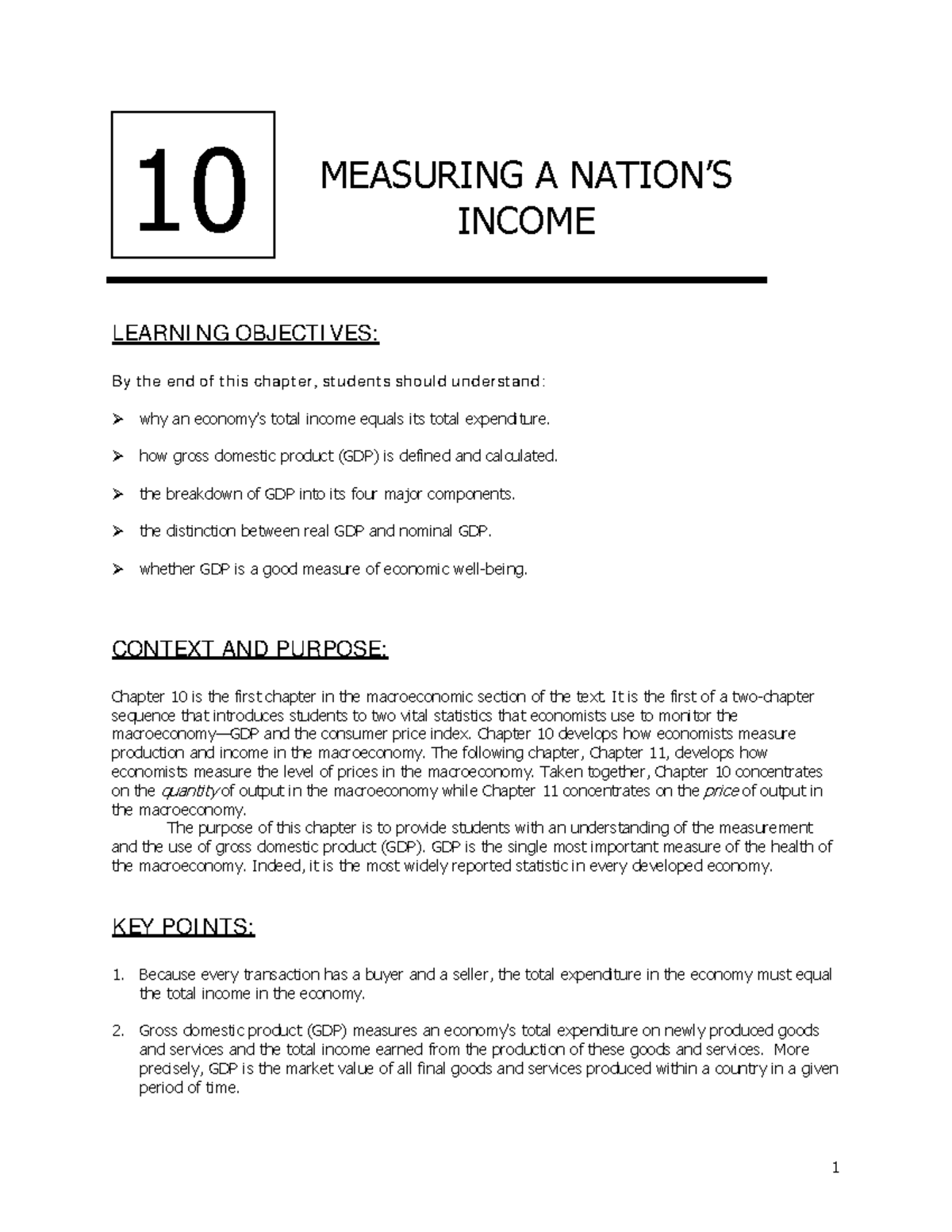 Lecture Notes 01: Understanding GDP and National Income Measures - Studocu