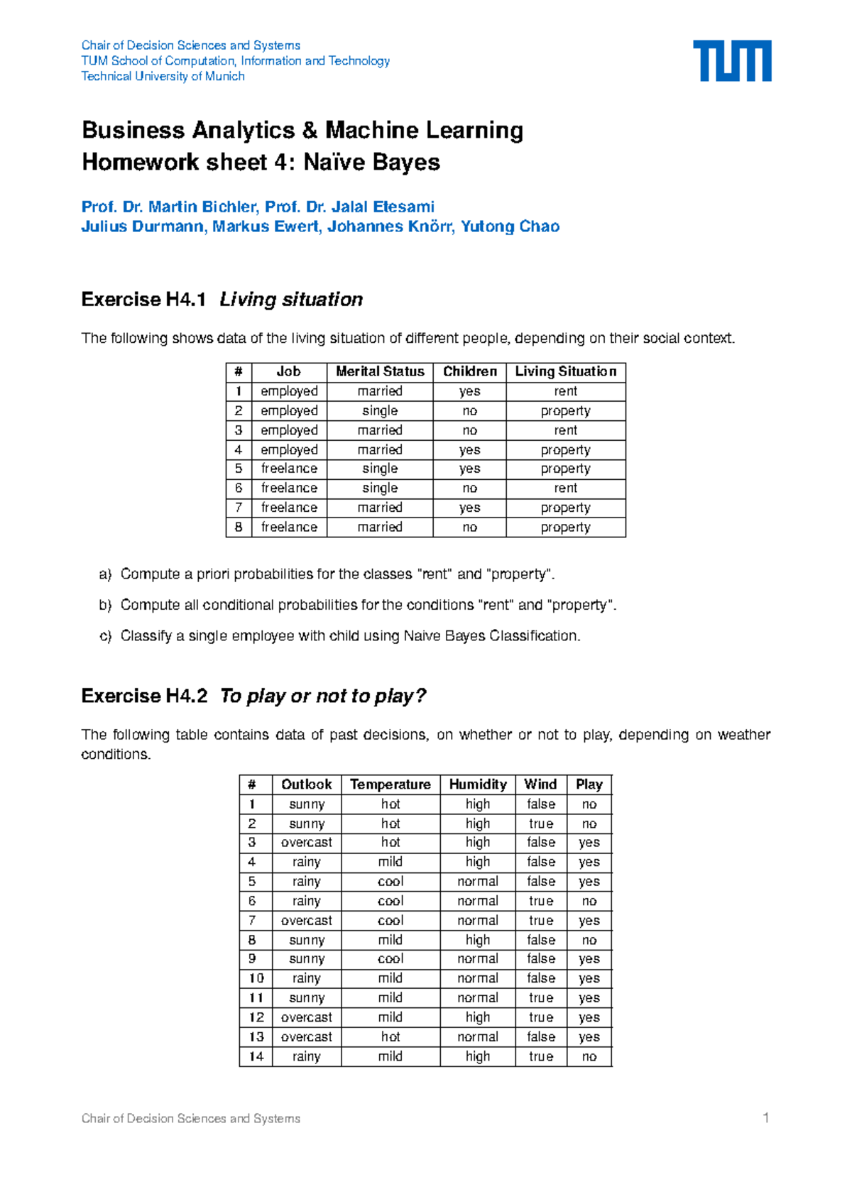 H04-Naive-Bayes Homework 4: Naïve Bayes Classification and Exercises ...