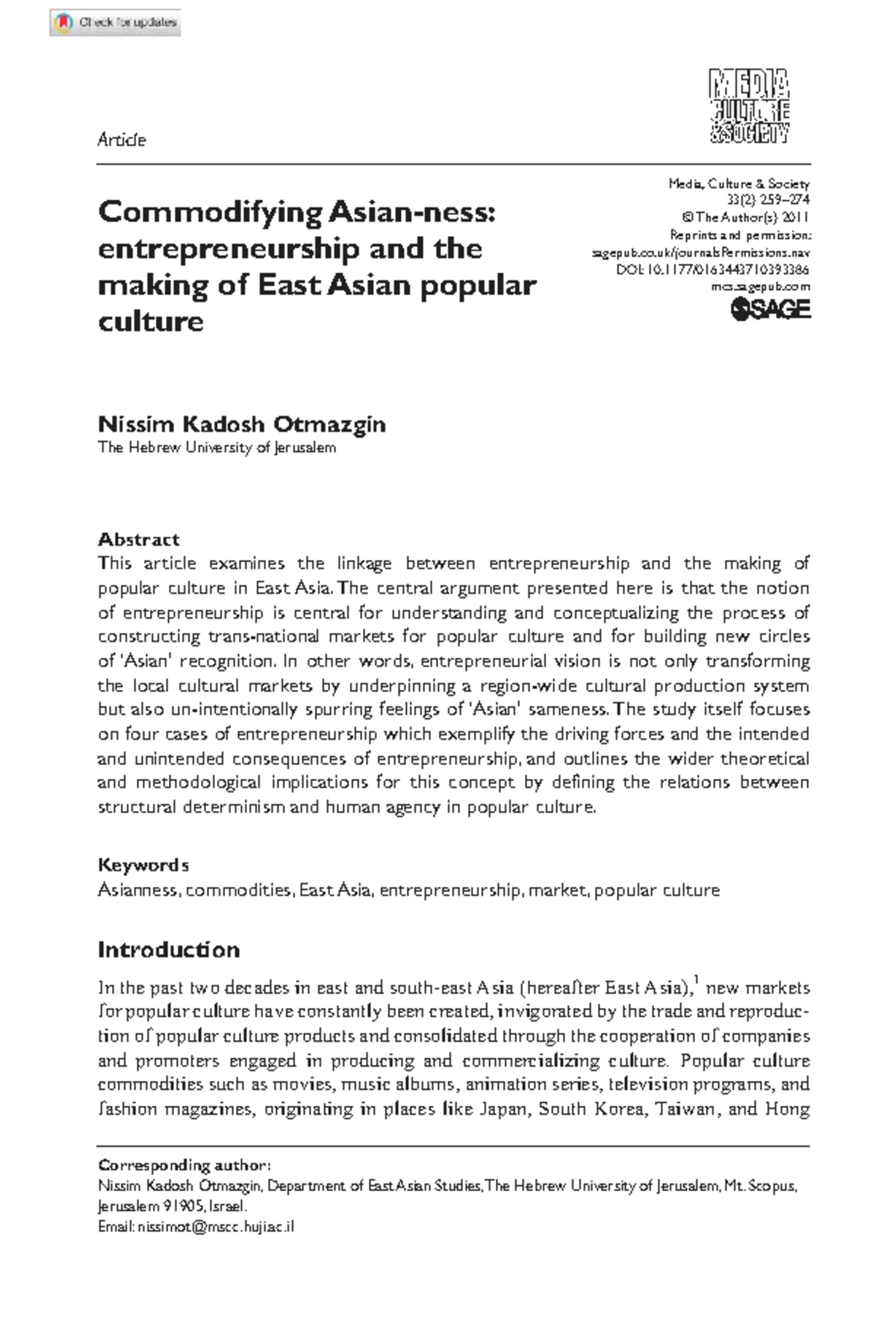 Entrepreneurship and the Evolution of East Asian Popular Culture - Studocu