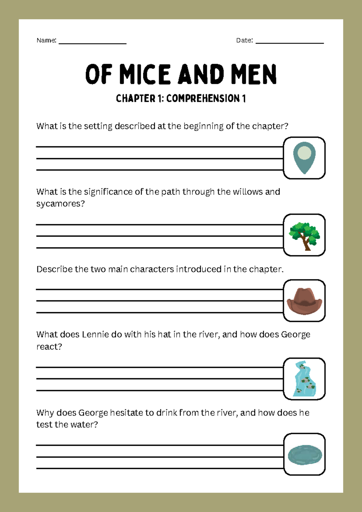 Of Mice and Men (ENG 101) Chapter 1: Comprehension Questions & Answers ...