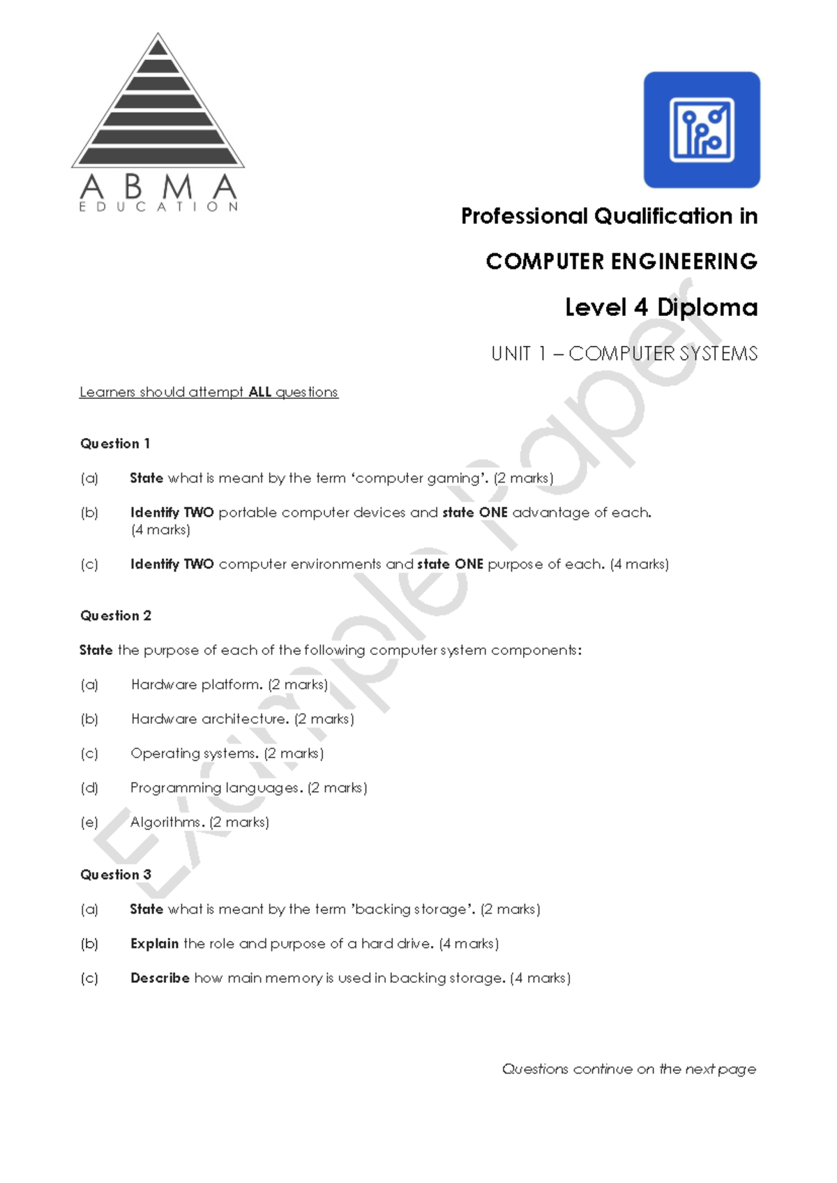 COME Level 4 Unit 1 - Computer Systems and Management Exam Prep - Studocu