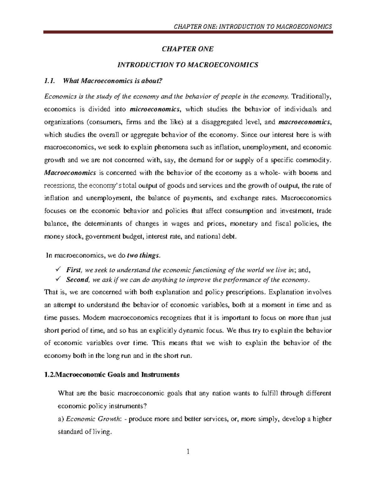 CHAPTER 1: LECTURE NOTES ON MACROECONOMICS - Studocu