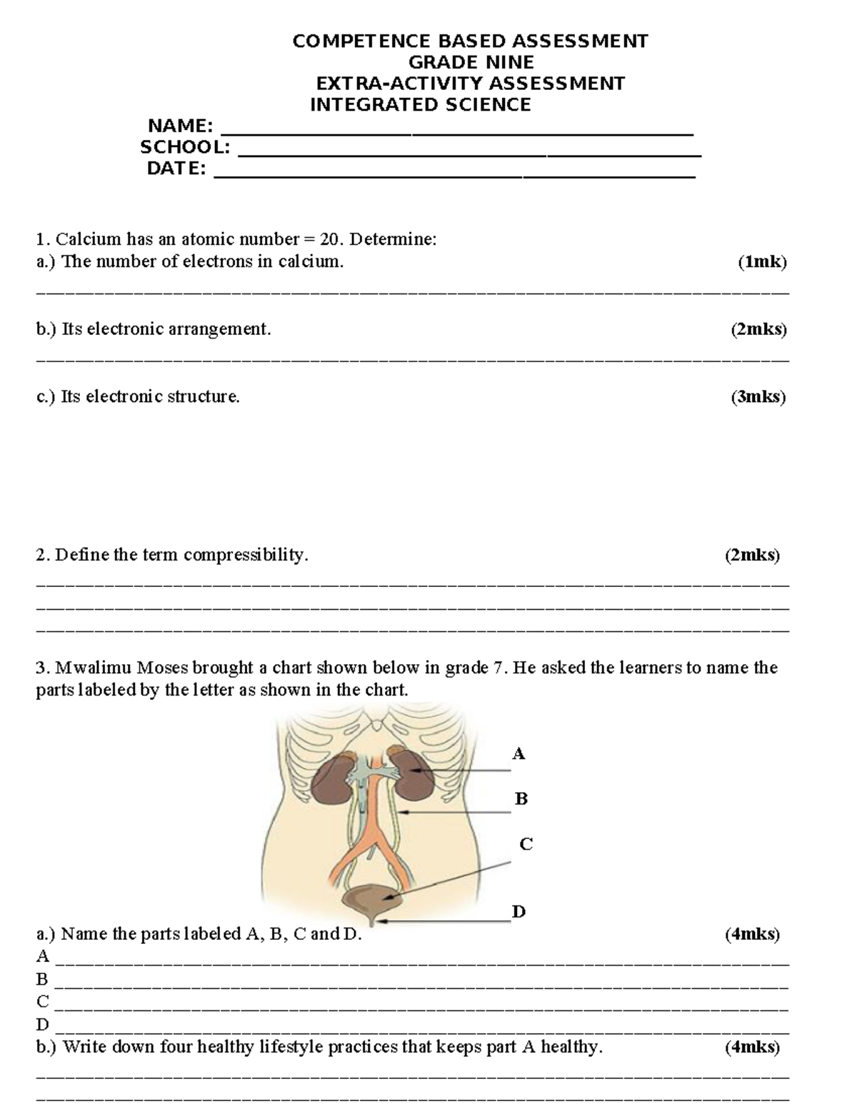 G9 Integrated Science Assessment: Key Concepts & Questions - Studocu