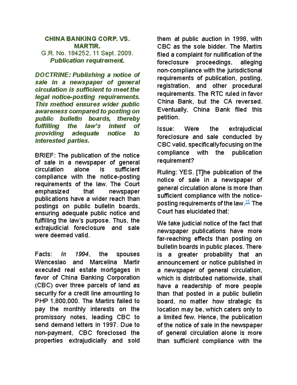 China Banking Corp. vs. Martir, G.R. No. 184252 - Publication ...