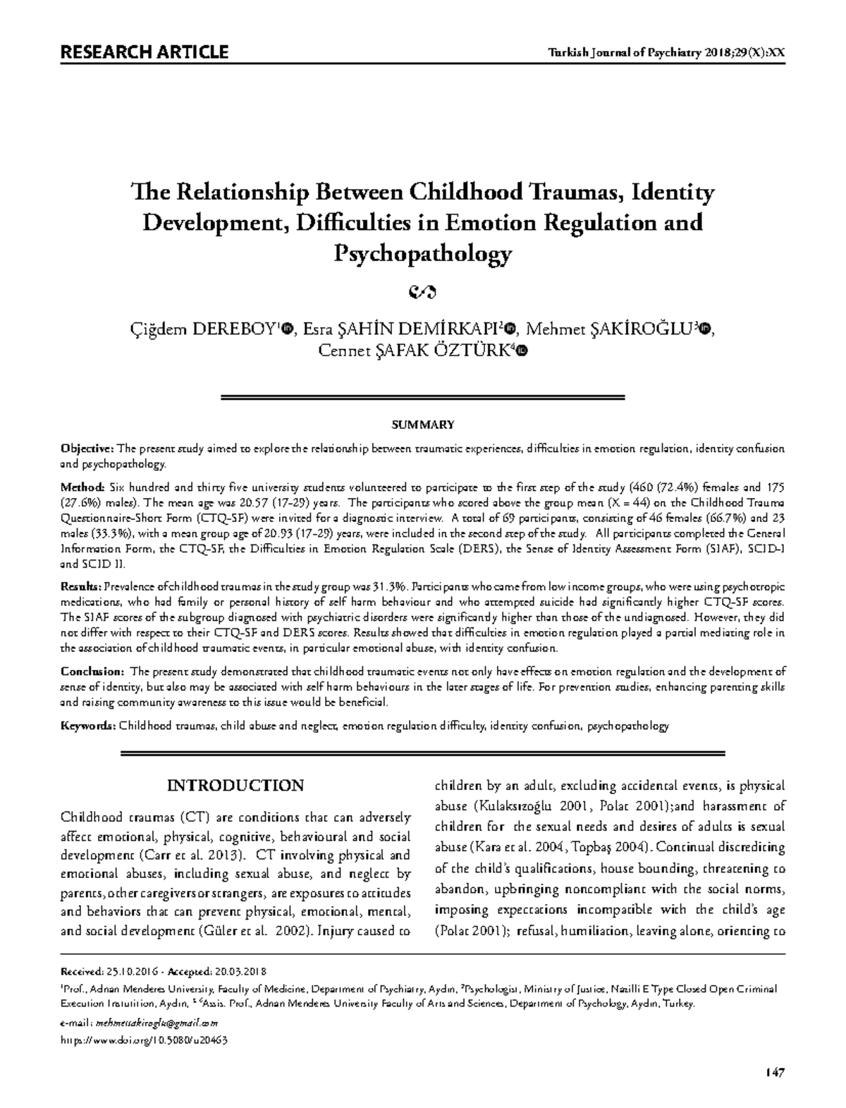 The Relationship Between Childhood Trauma, Identity Development, and ...