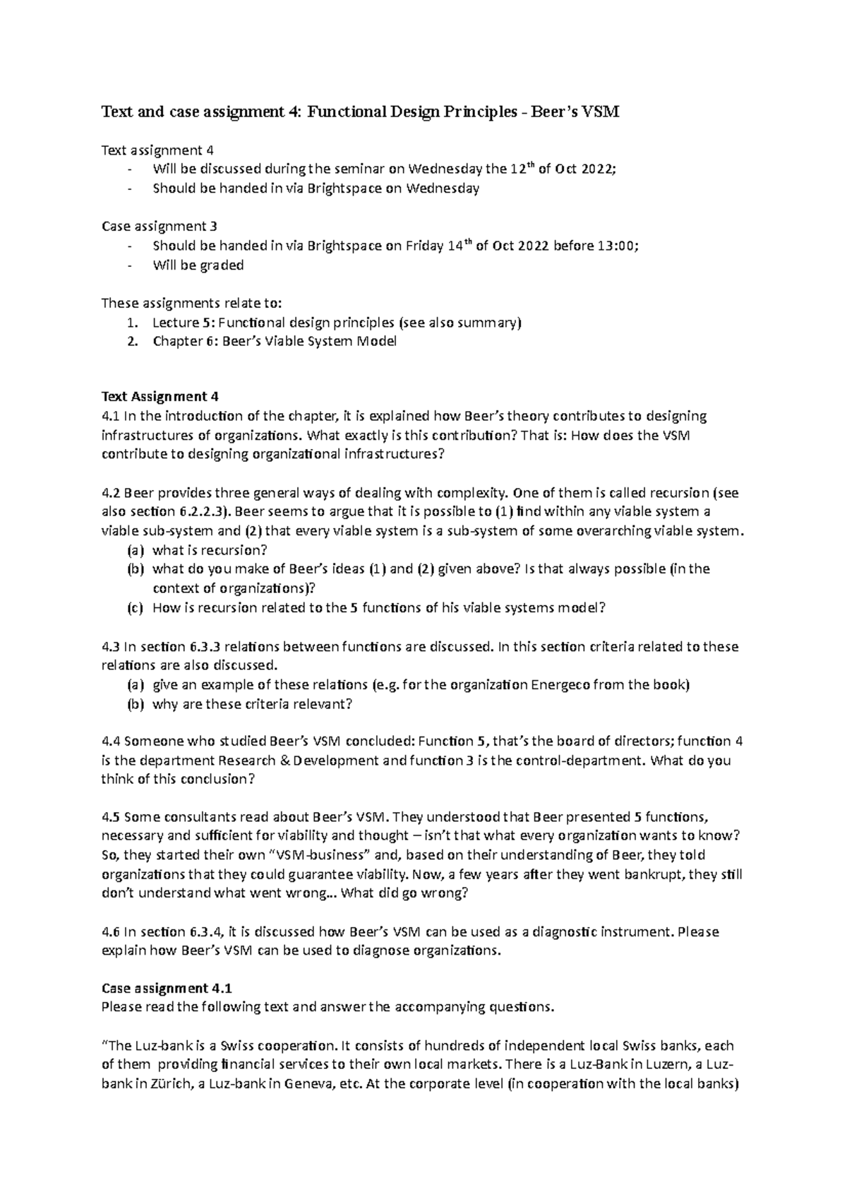 Functional Design Principles & VSM Case Assignments (2022) - Studeersnel