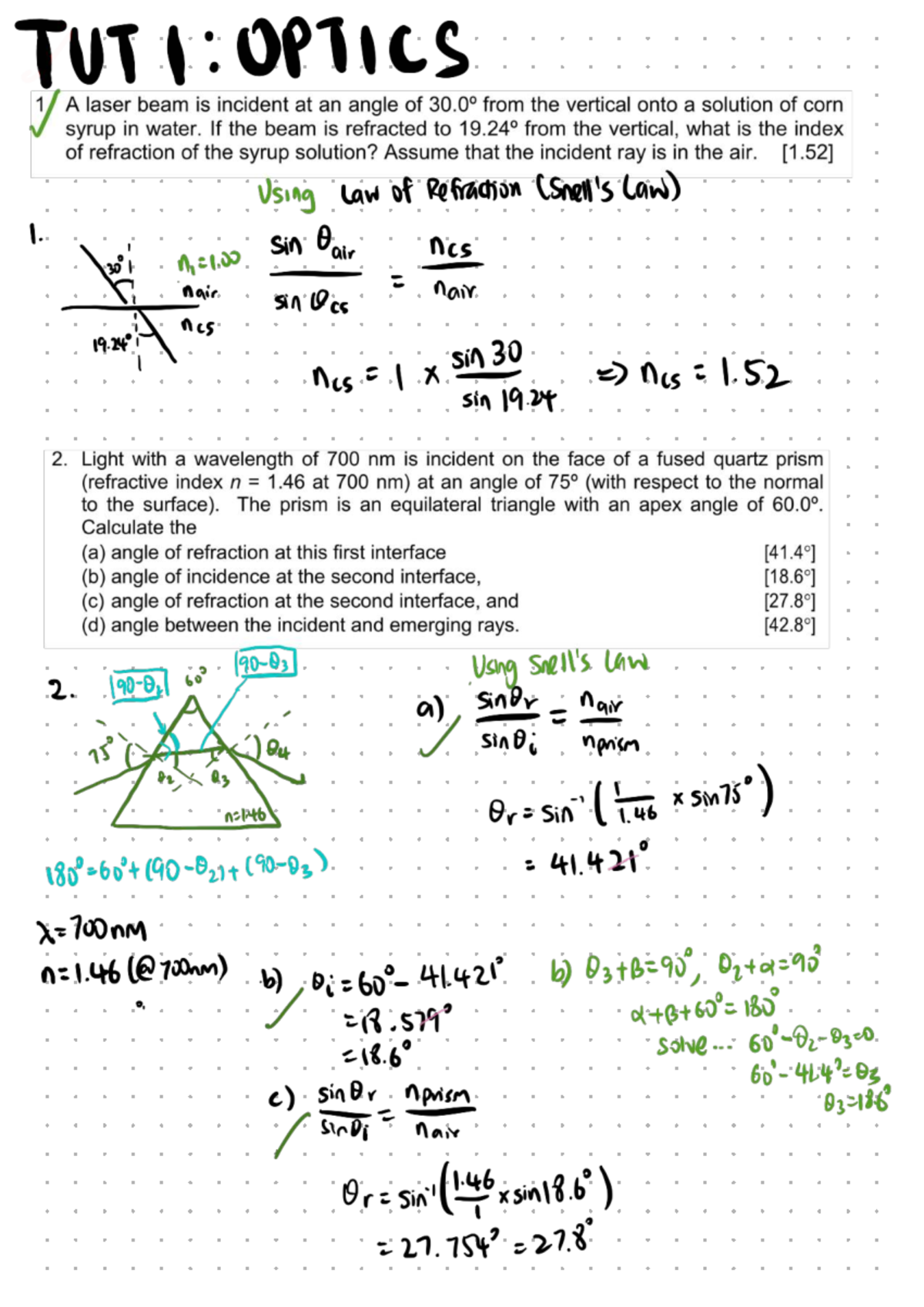 EE1002 Physics Foundation for Optics Tutorial 1 Solutions - Studocu