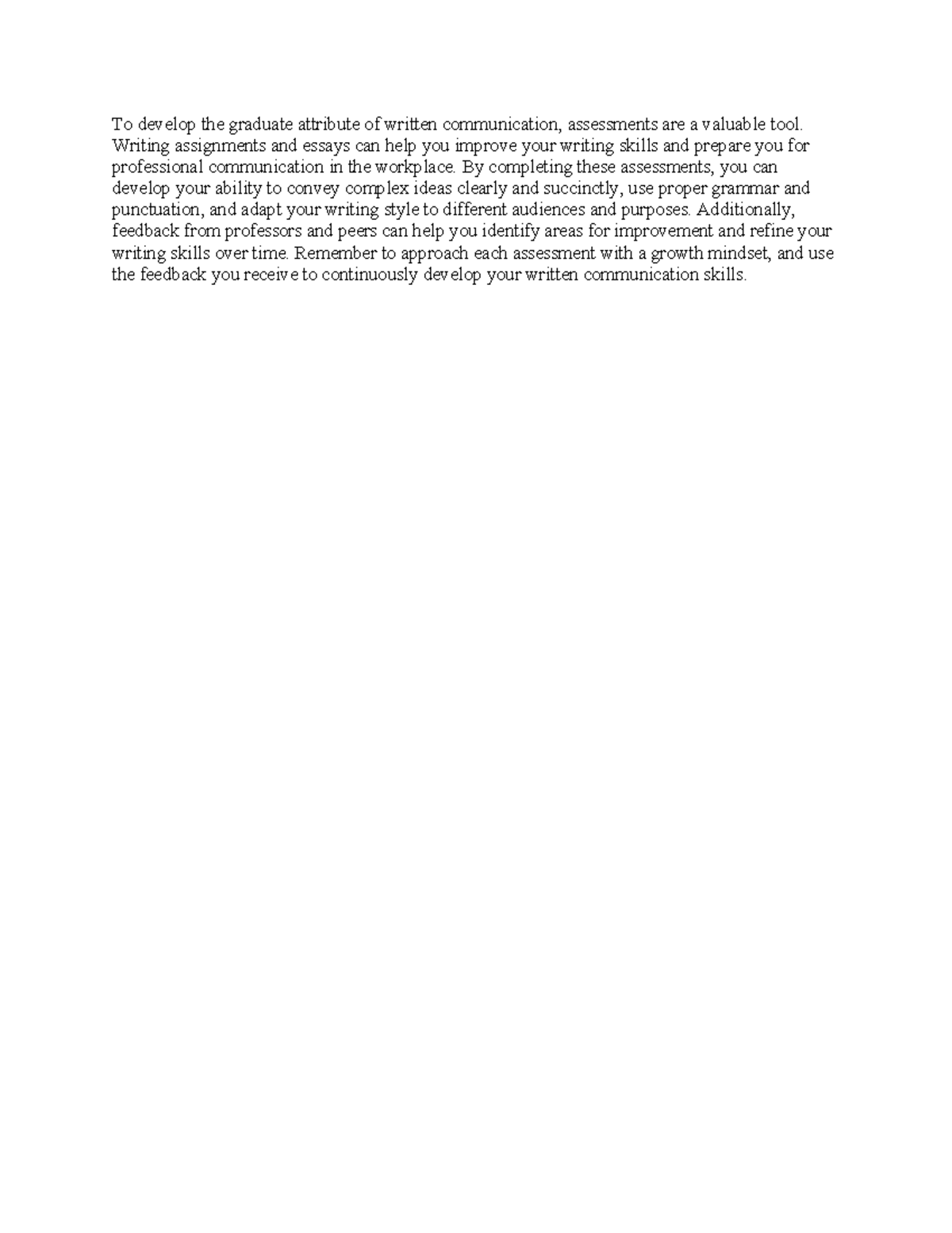 Reflective essay on developing written communication skills - Studocu
