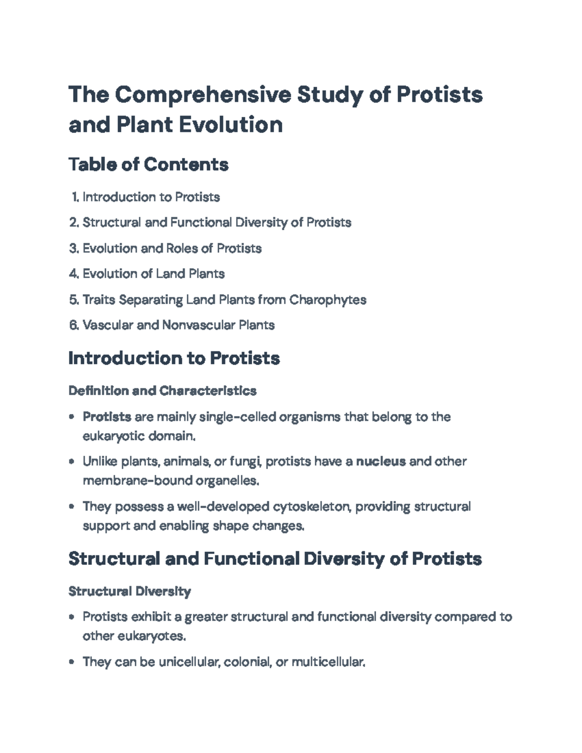 Comprehensive Study on Protists and Plant Evolution: Key Insights - The ...