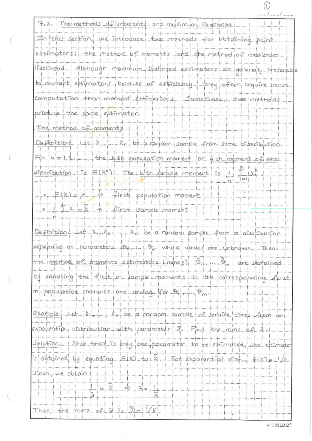 Methods of Moments and Maximum Likelihood Estimation (STAT 23123) - Studocu