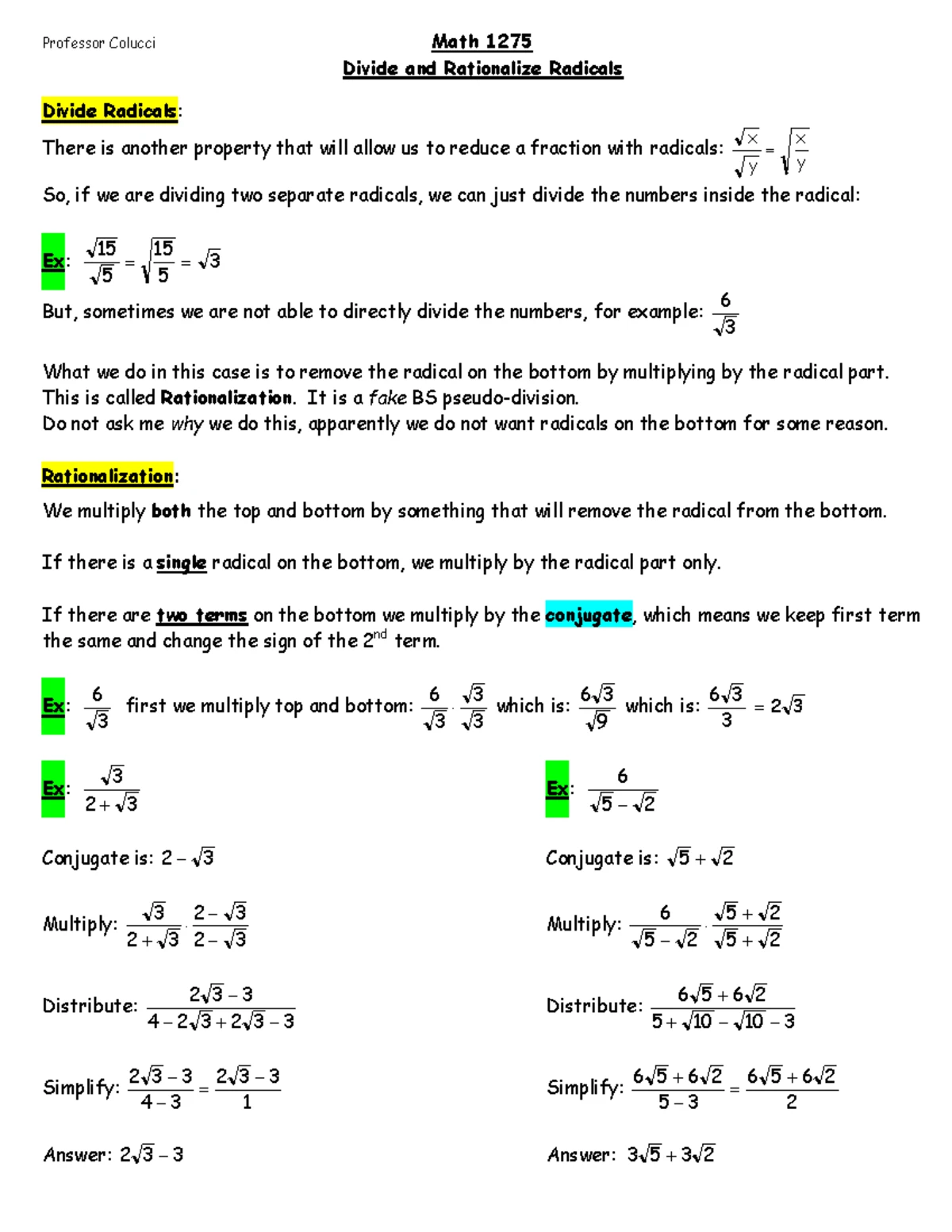 MA1275-Lesson 22 (2x2 Systems) - Professor Colucci Math 1275 2x2 Linear ...