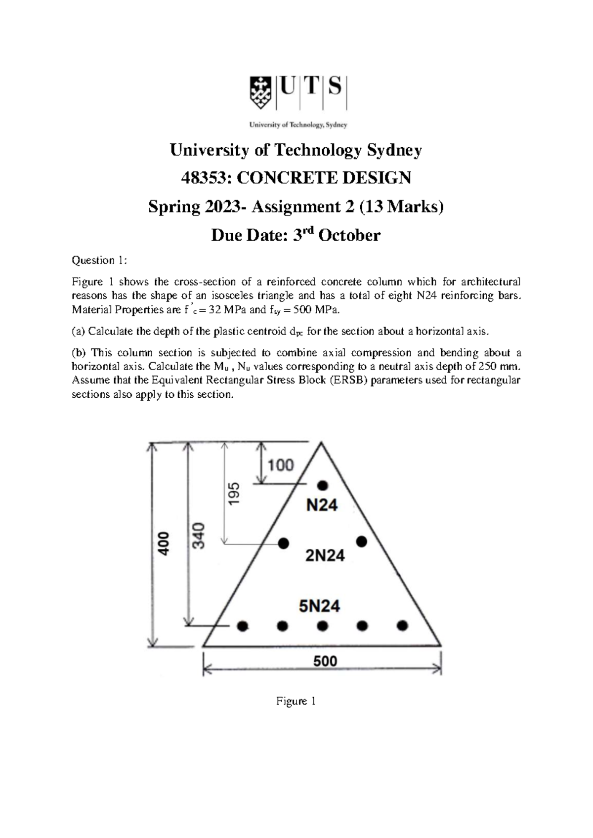 Concrete Design Assignment 2 (48353) - Spring 2023 Analysis and ...