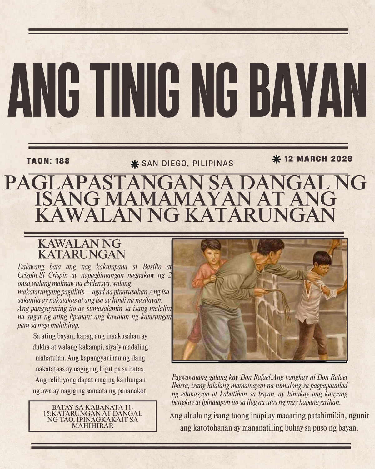 Fil 9 Diyaryo: Kawalan ng Katarungan at Dangal ng Tao - Studocu
