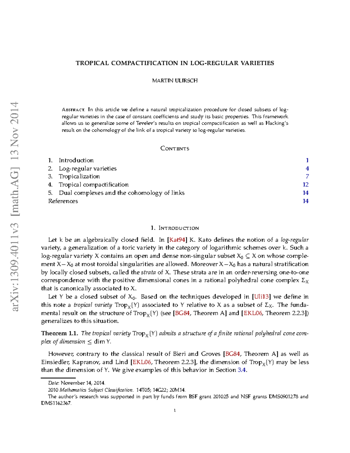 1309 - Cours - arXiv:1309 [math] 13 Nov 2014 TROPICAL COMPACTIFICATION ...