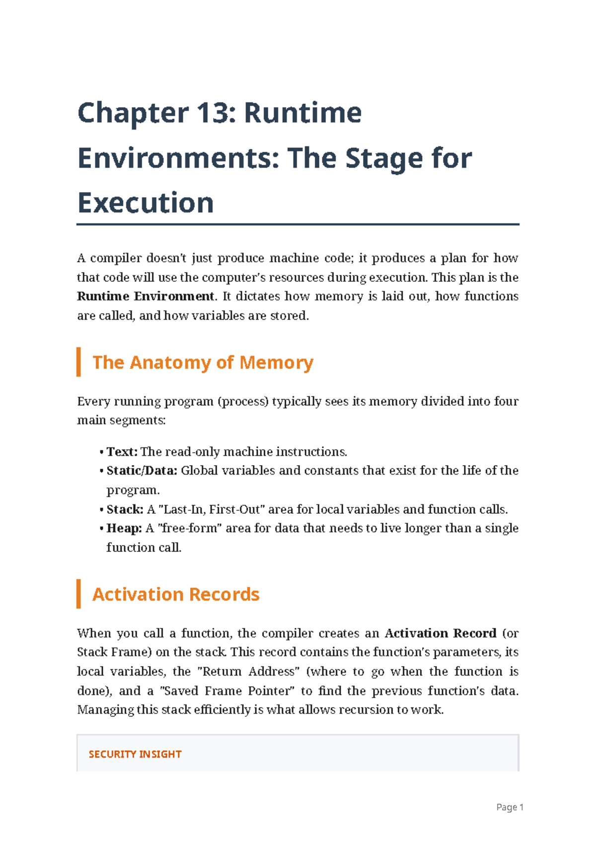 Chapter 13: Runtime Environments and Memory Management - Studocu