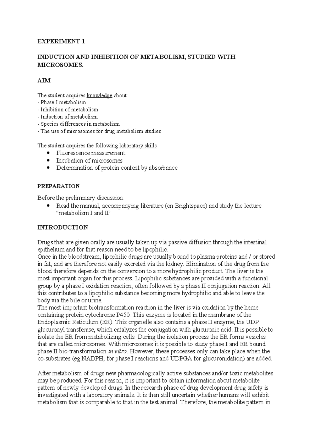 Exp 1: Biotransformation of 7-HC in Liver Microsomes (2022-2023 ...
