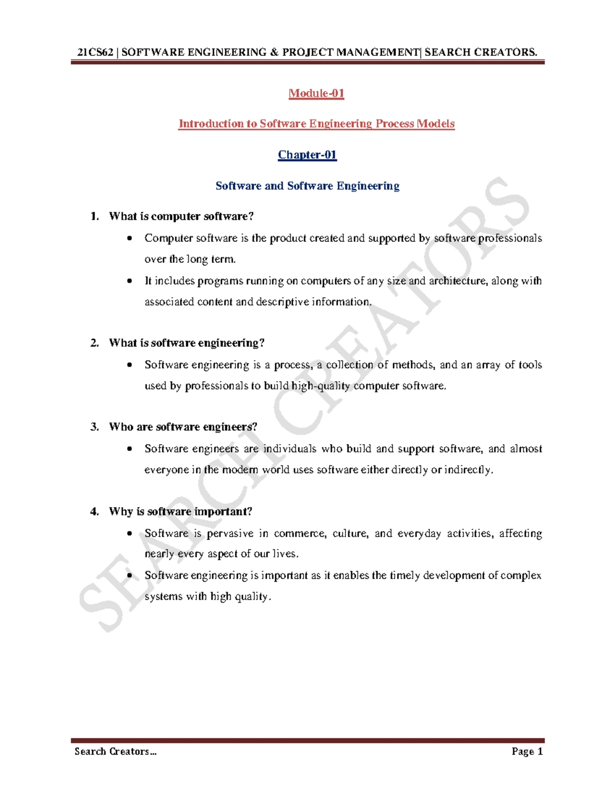 SEPM (21CS61) Module Wise Important Questions for Software Engineering ...