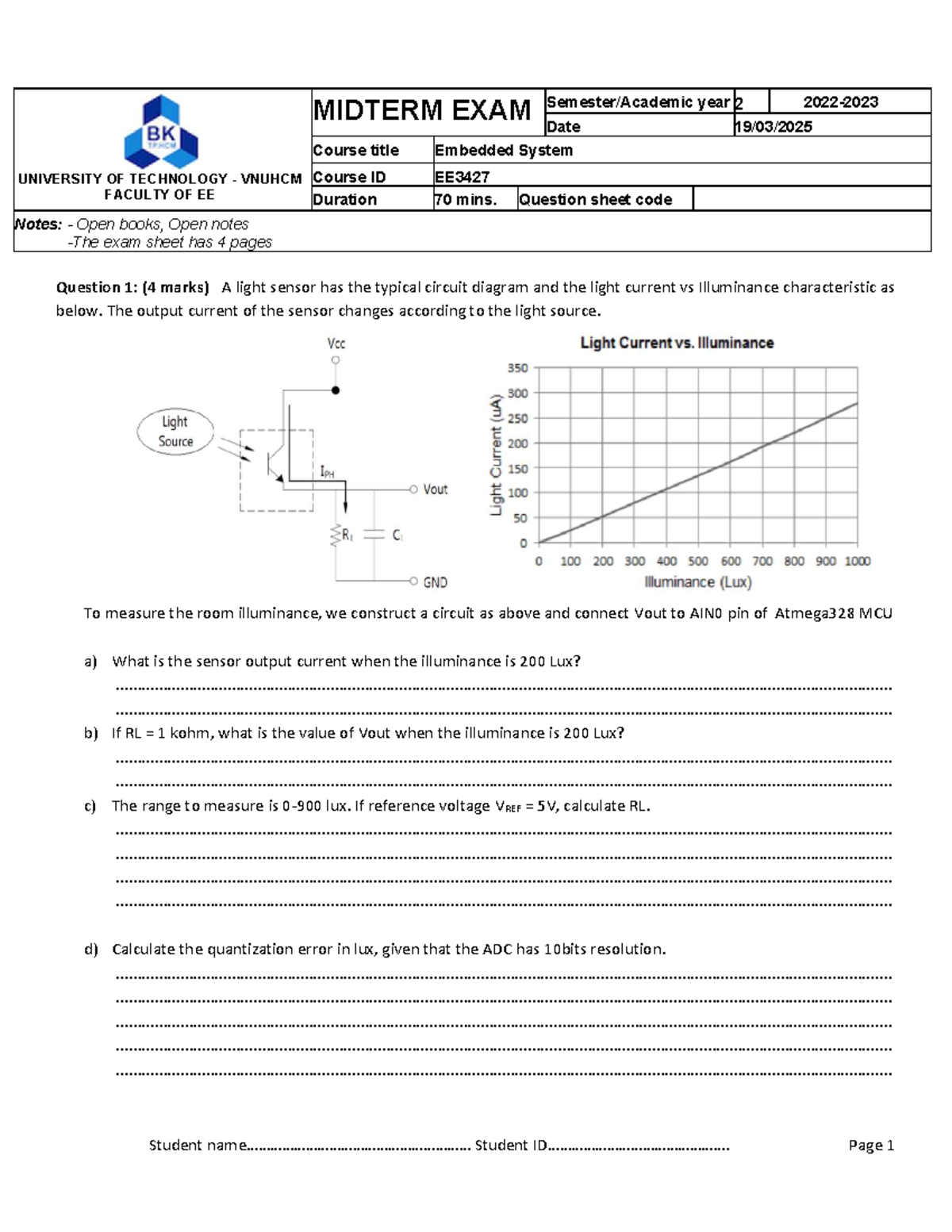 Midterm Exam Notes for EE3427: Embedded Systems Analysis - Studocu