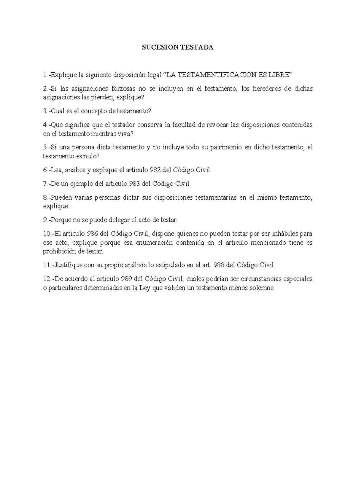 Resumen sobre Sucesión Testada - Licenciatura en Derecho - Studocu