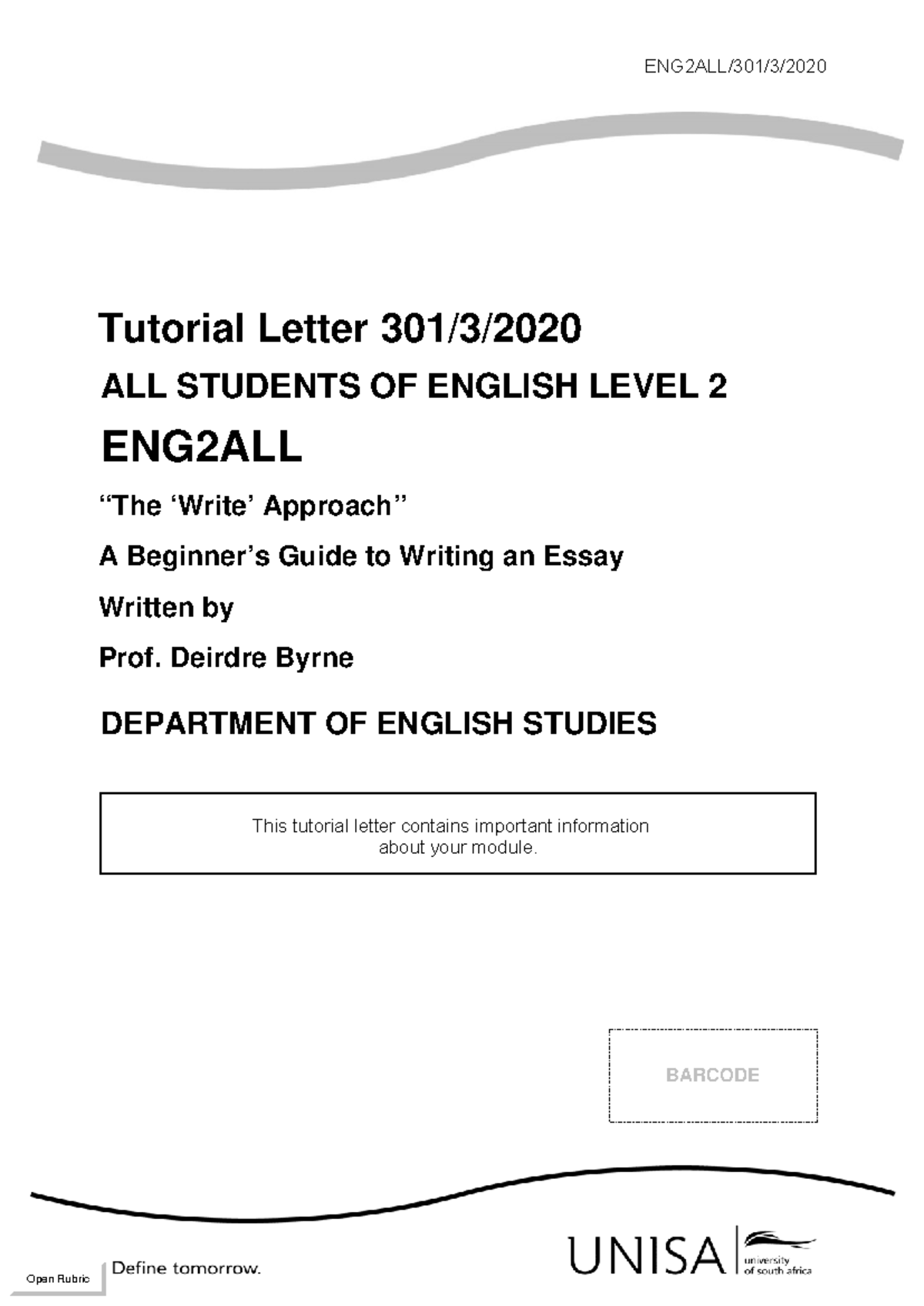 TL 301 - 2024 - Writing Essays: A Beginner's Guide Tutorial - Studocu