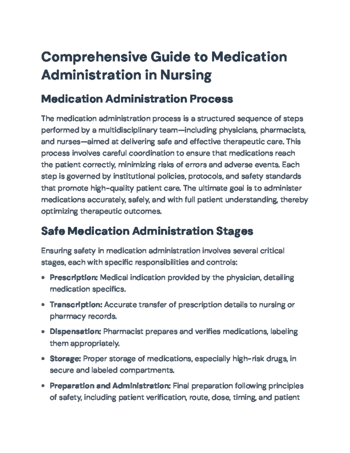 Comprehensive Guide to Safe Medication Administration in Nursing (MED ...
