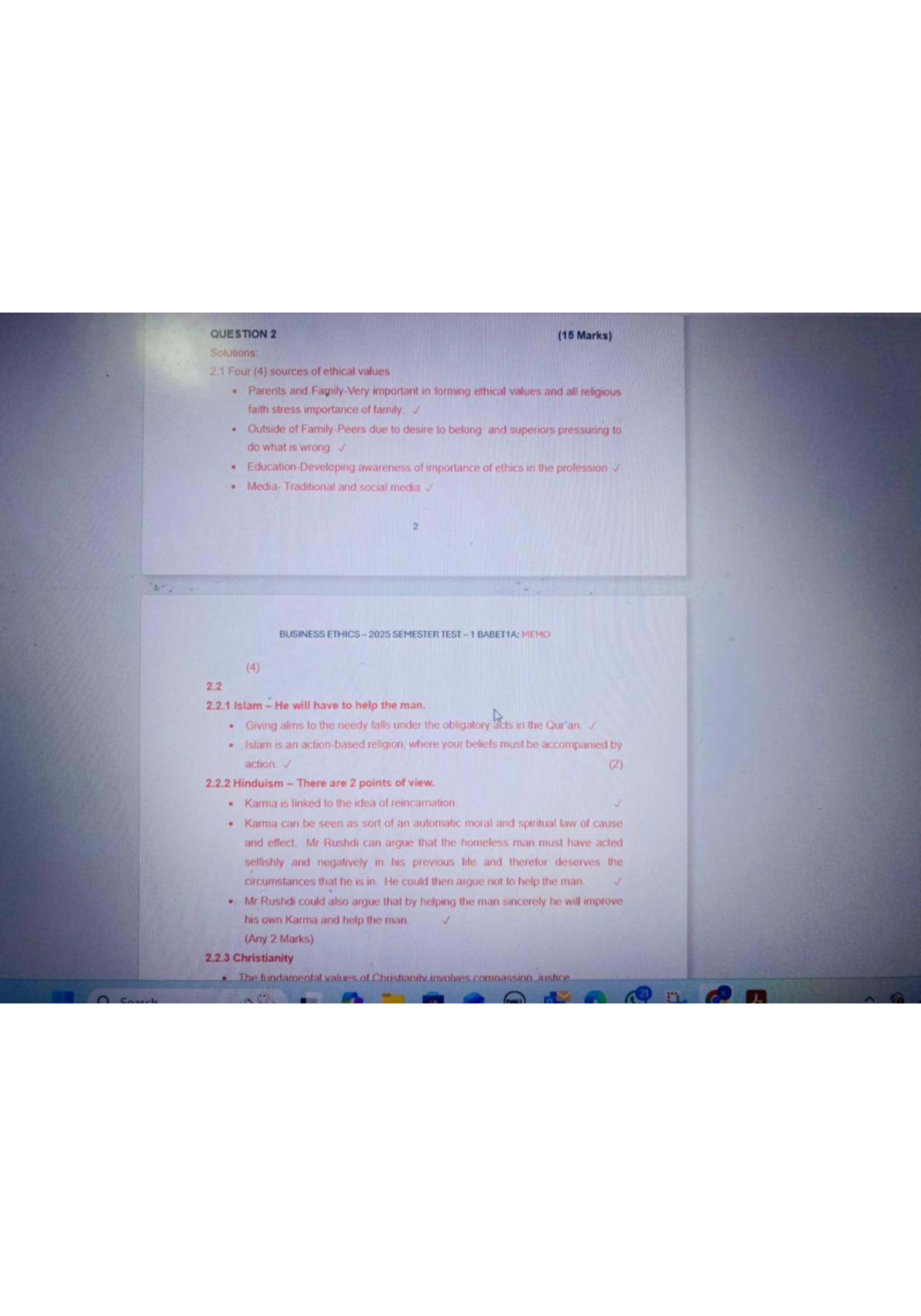 BUSINESS 2025 SEMESTER TEST 1 BABET1A: ETHICS MEMO SOLUTIONS - Studocu