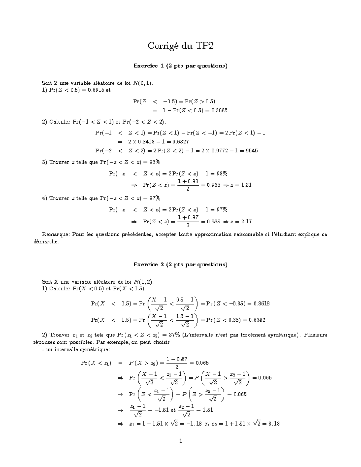 TP2 Solution - Professeur: Rachidi Kotchoni - CorrigÈ du TP Exercice 1 ...
