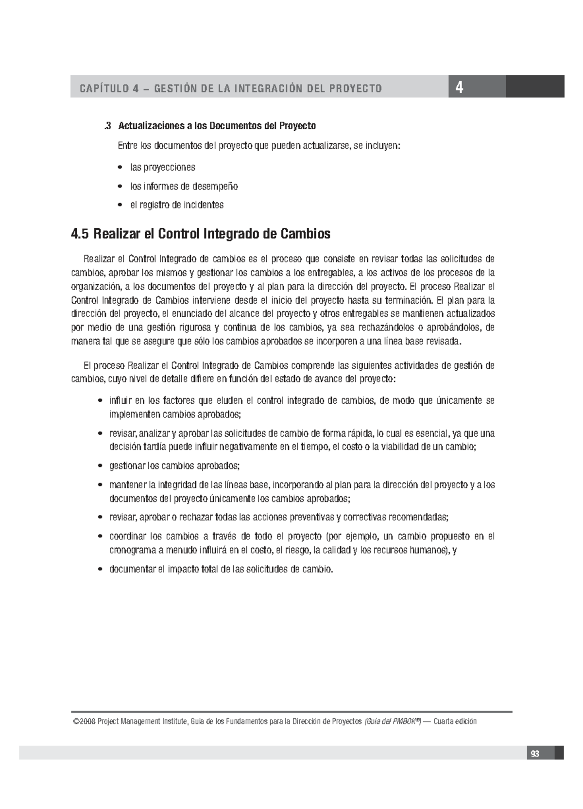 Capítulo 4: Gestión de la Integración del Proyecto - Actualizaciones y ...