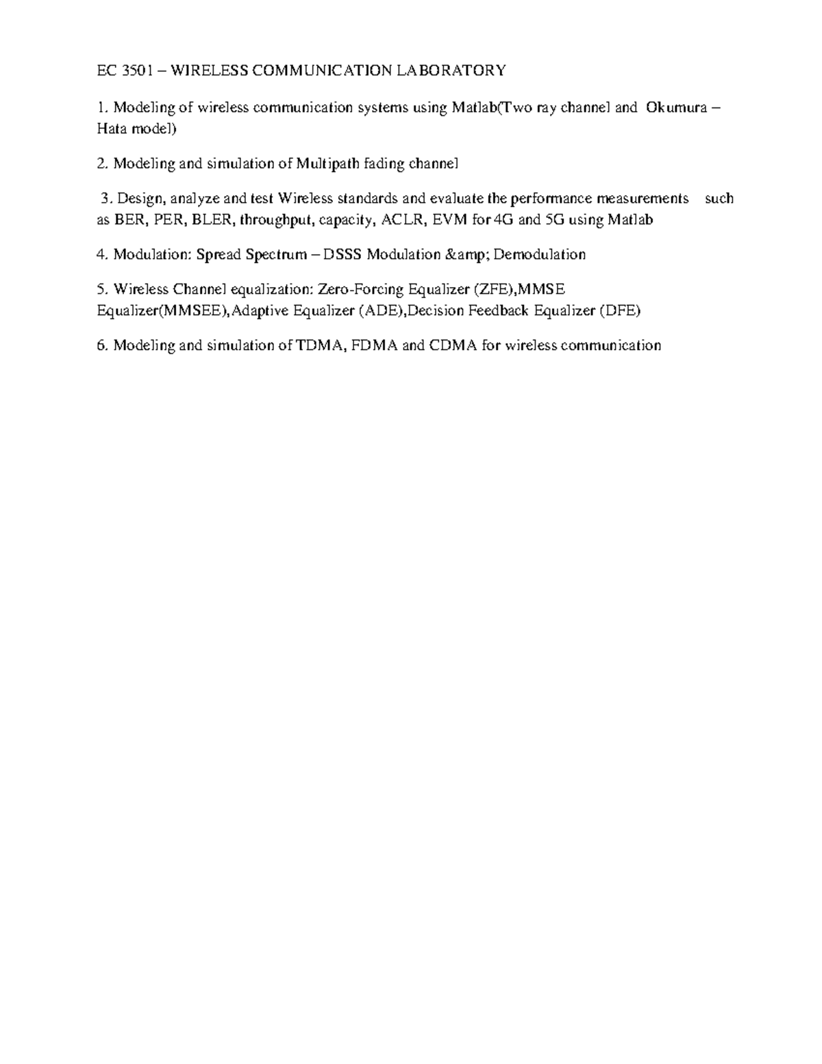 Wireless Communication Lab Manual - EC 3501: Modeling & Simulation ...