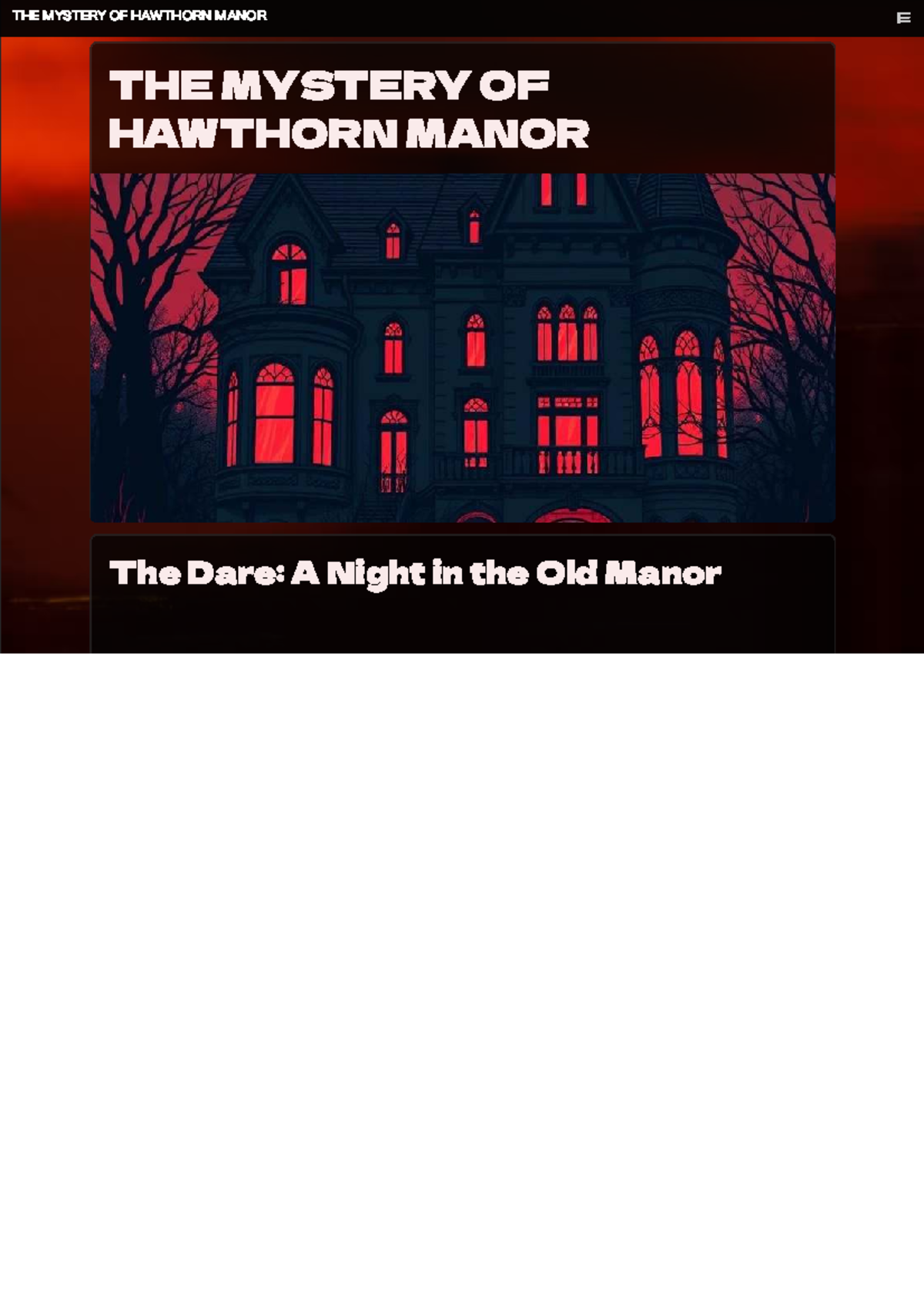 THE MYSTERY OF HAWTHORN MANOR: A Night of Secrets and Shadows - Studocu