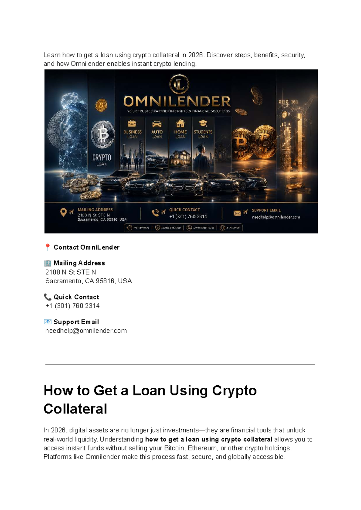 How to Get a Loan Using Crypto Collateral in 2026: A Comprehensive ...