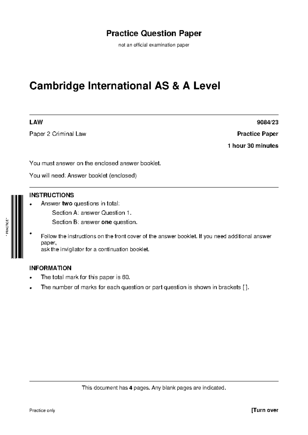 A Level LAW Paper 2 Practice QP on Criminal Damage - Studocu